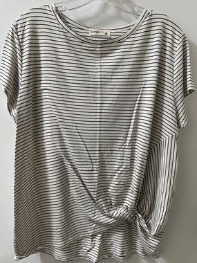 Ginger G Black & White Striped Short-Sleeve Tie-Hem Tee